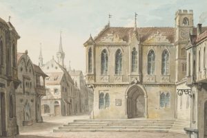 Mittelalterliche Stadt mit Rathaus