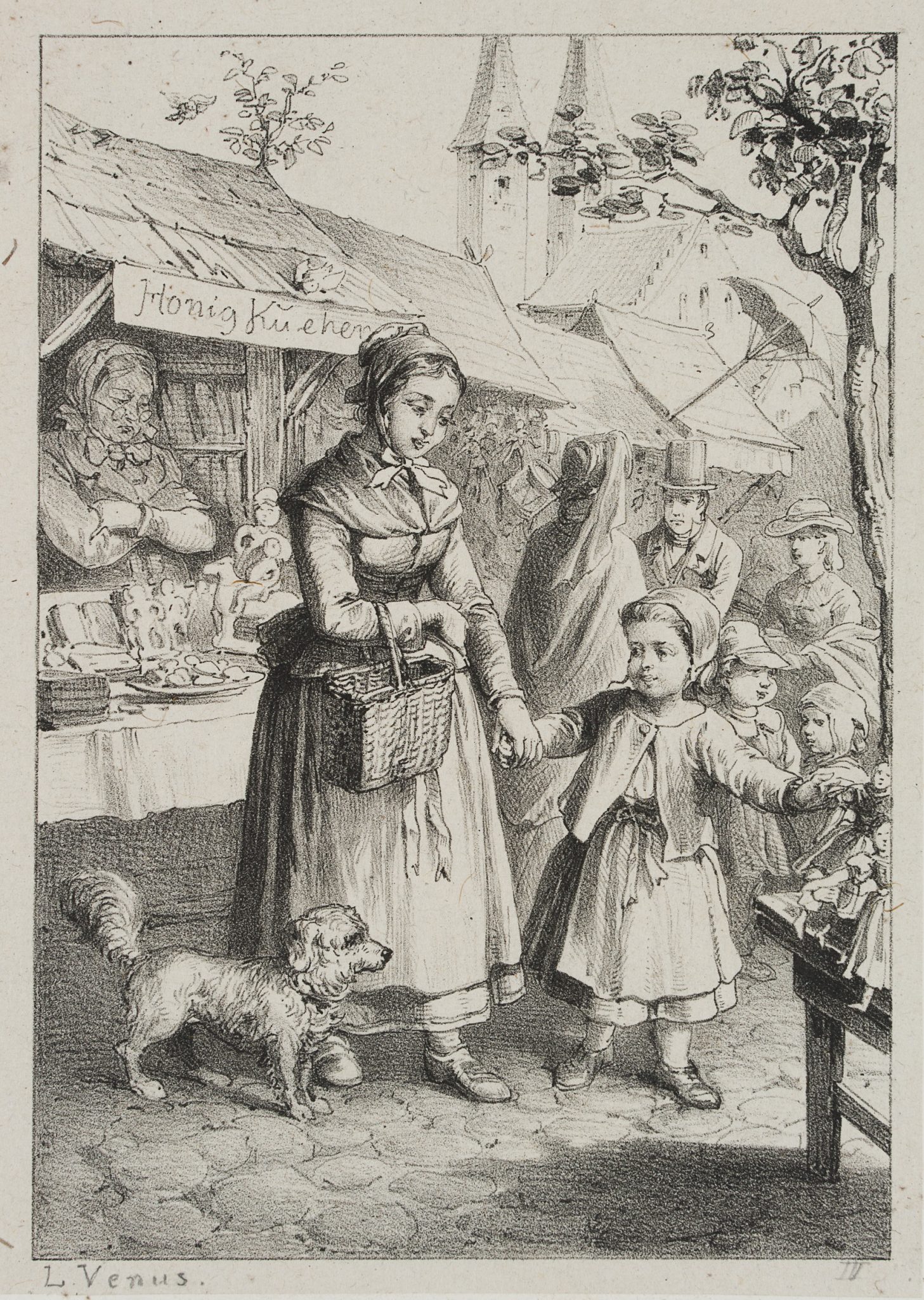 Mutter und Tochter beim Markttag