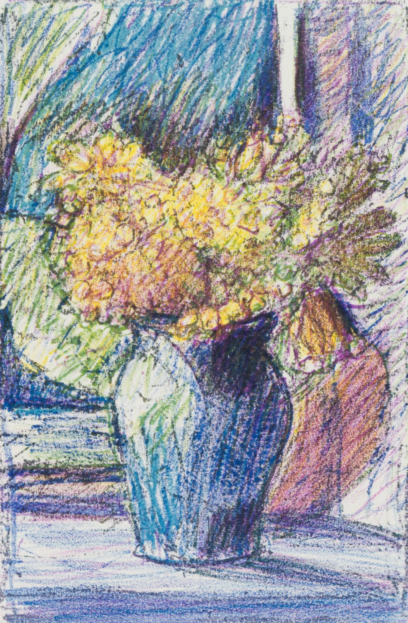 Blumen in blauer Vase