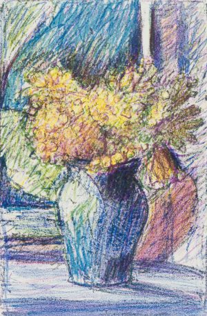 Blumen in blauer Vase
