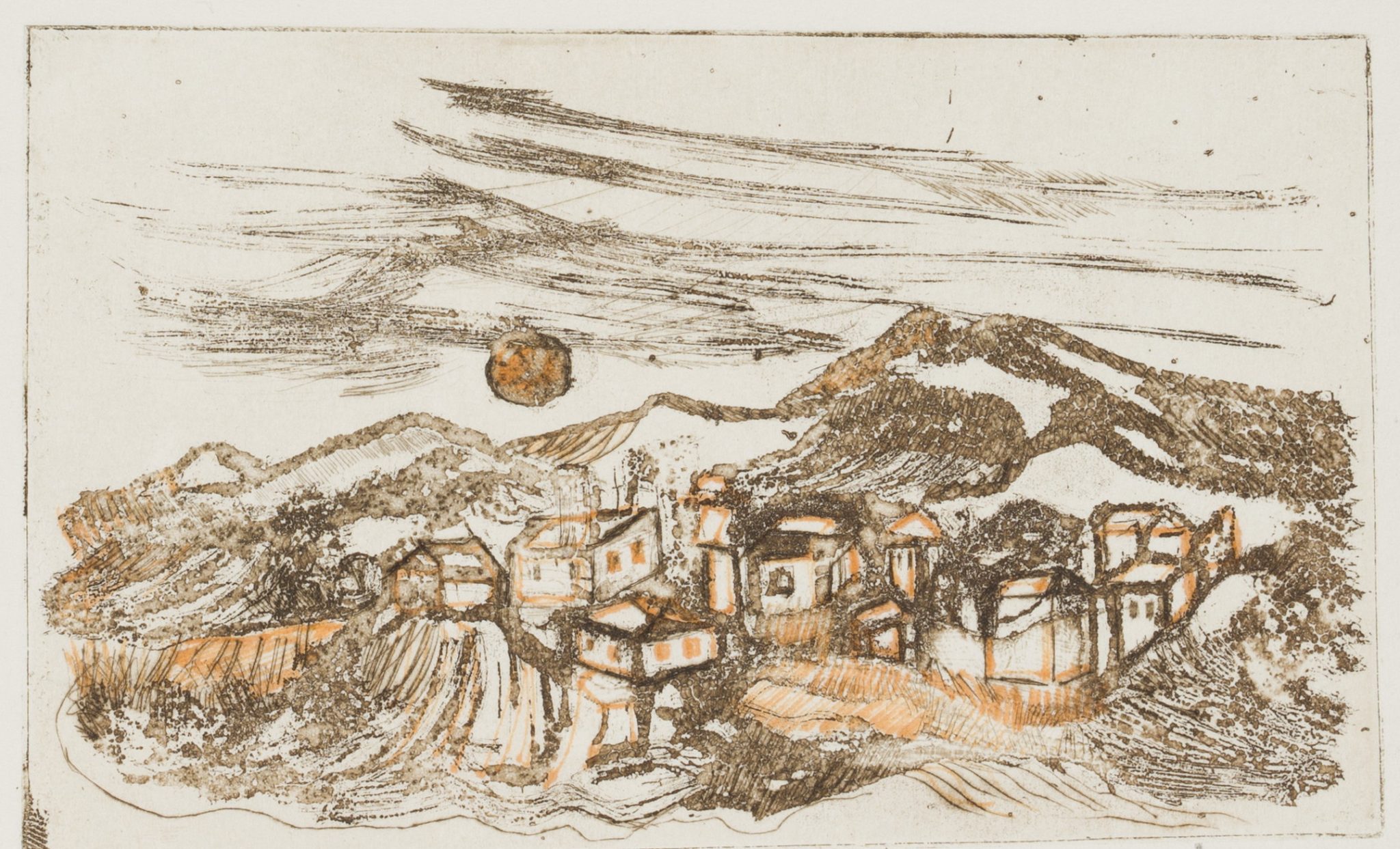 Stadtlandschaft vor Gebirgszug
