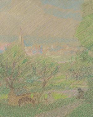 Landschaft mit Wiesen und Felder