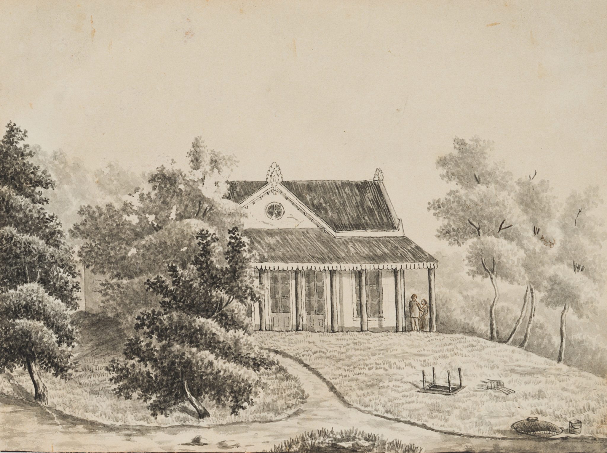 Haus mit Veranda in einem Garten