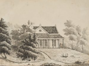 Haus mit Veranda in einem Garten