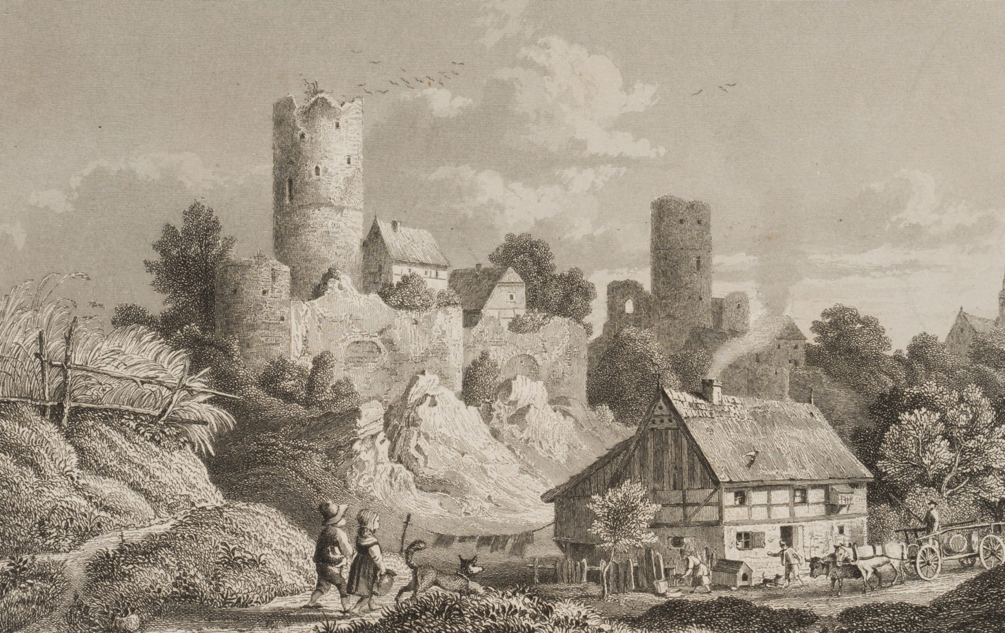 Blick auf Burgruine Kohren