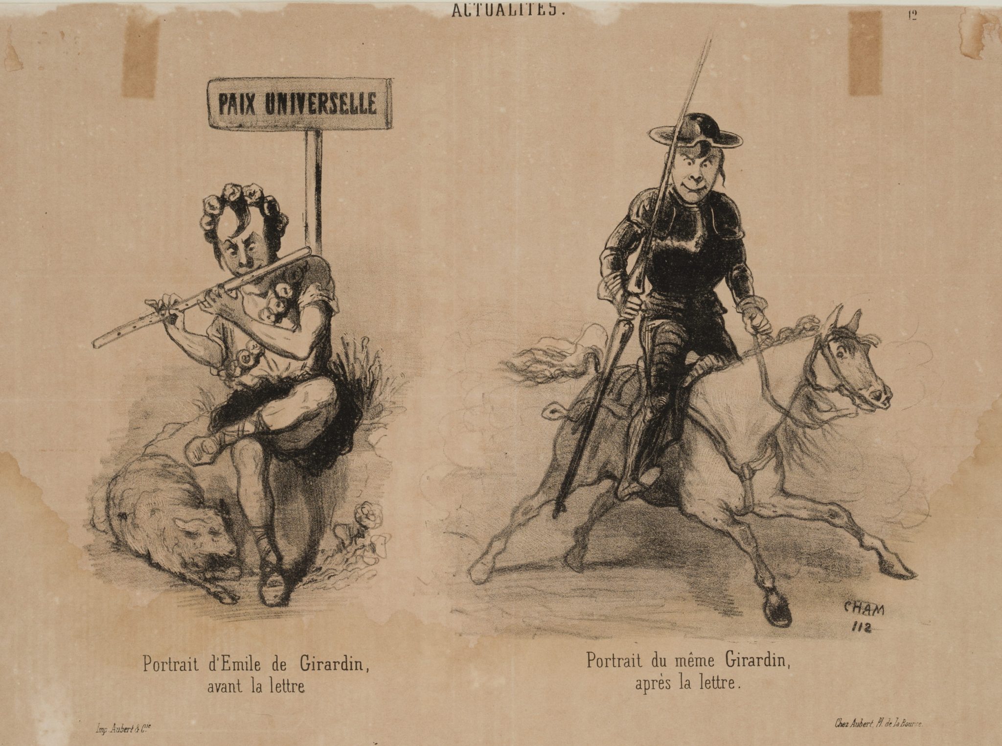 Karikatur. Emile de Girardin als Pan