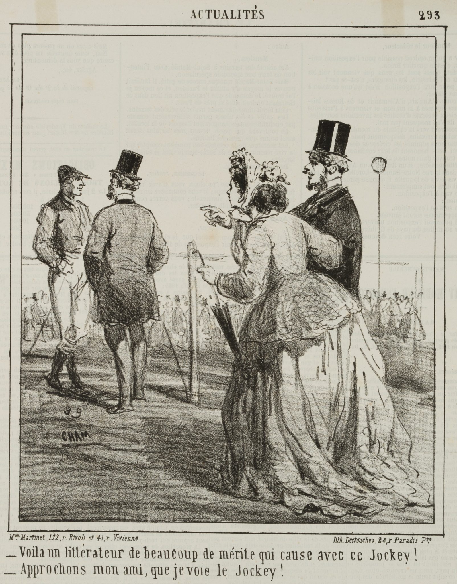Karikatur. Dialoge Literat-Jockey u.Ehepaar