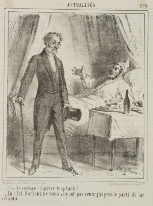 Karikatur. Arzt und Patient