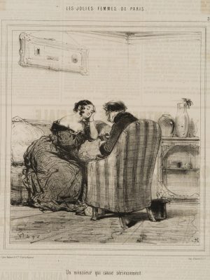 Karikatur. Dame und Herr im Monolog