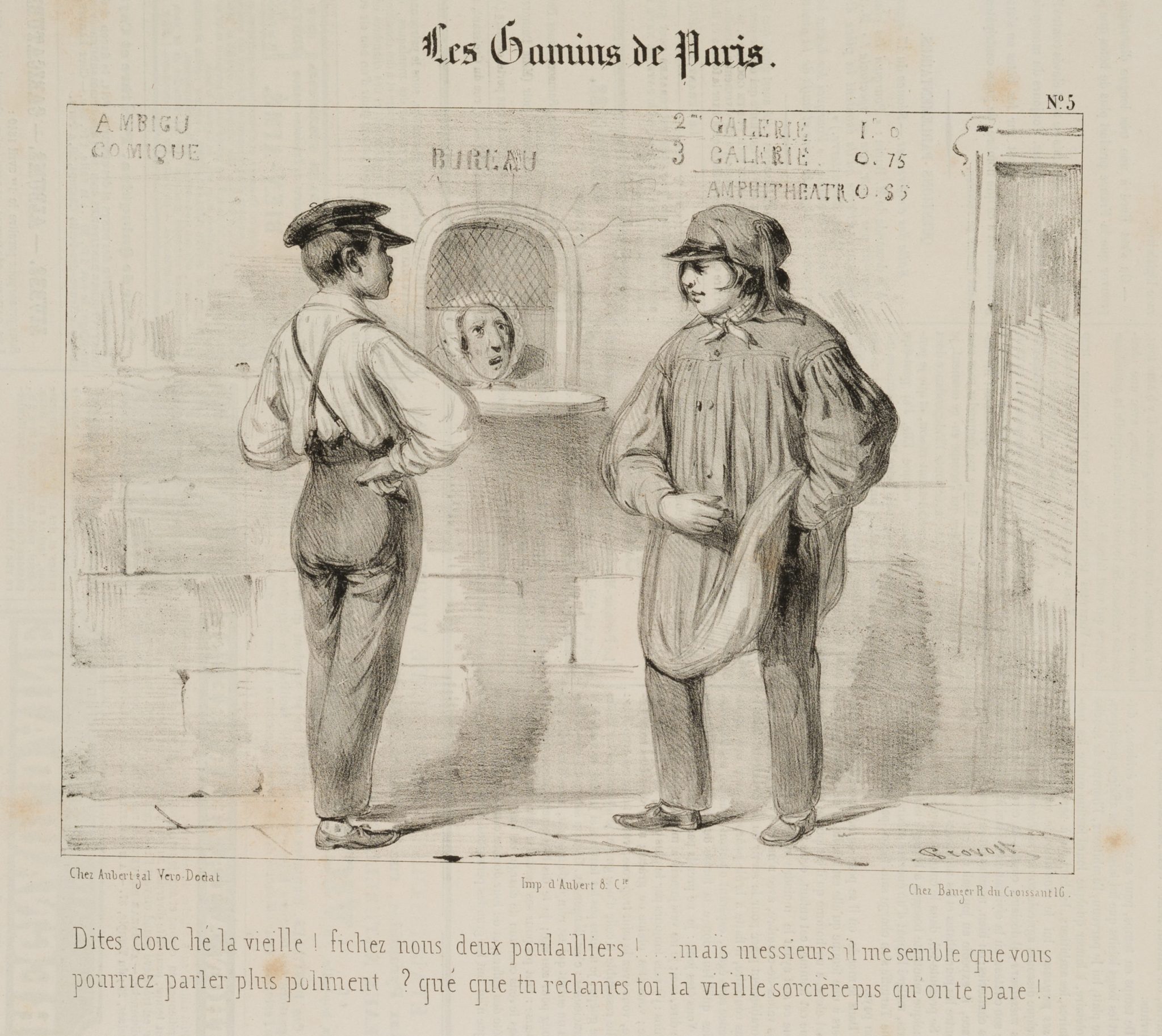 Karikatur. Straßenjungen Paris