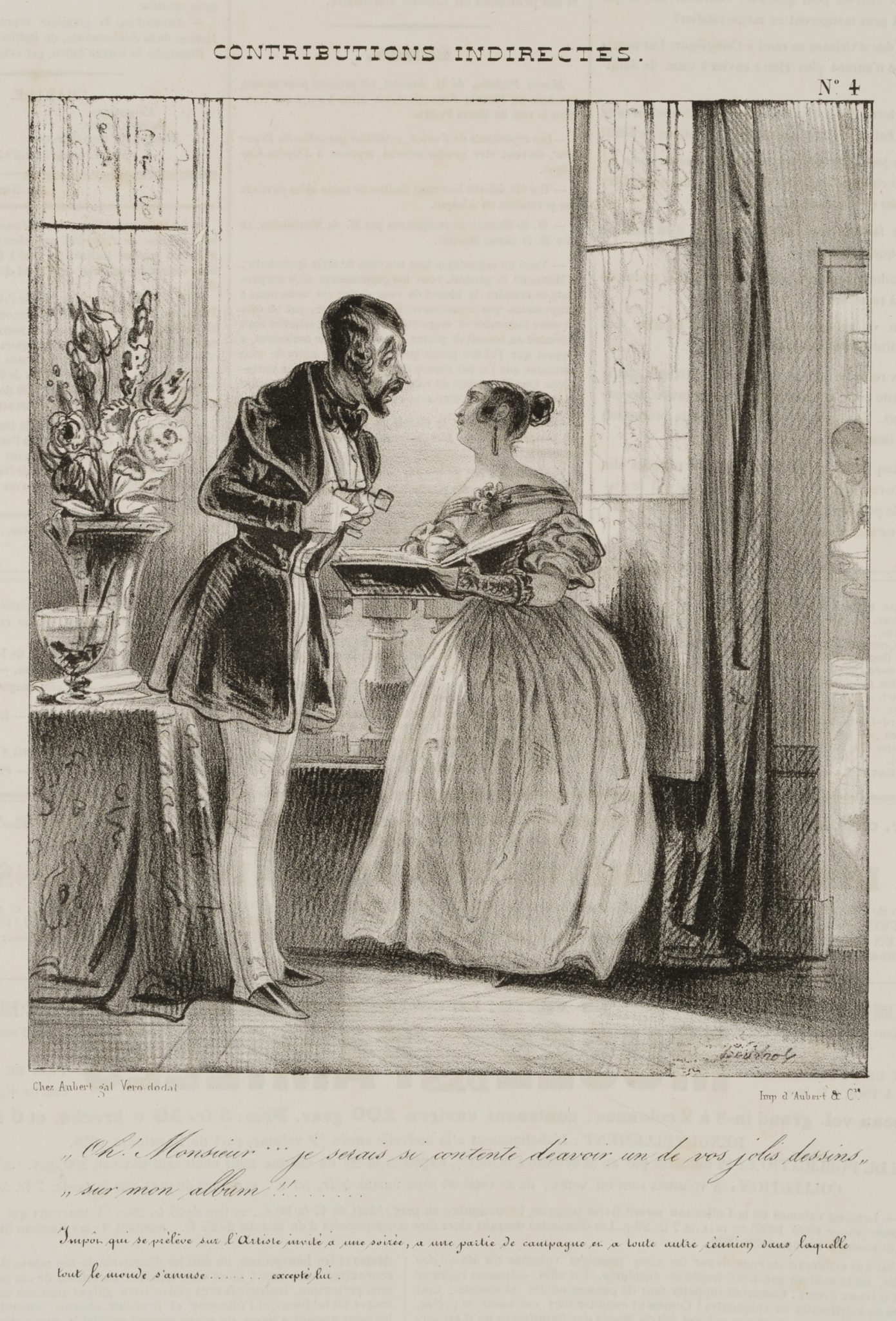 Karikatur. Künstler und Dame