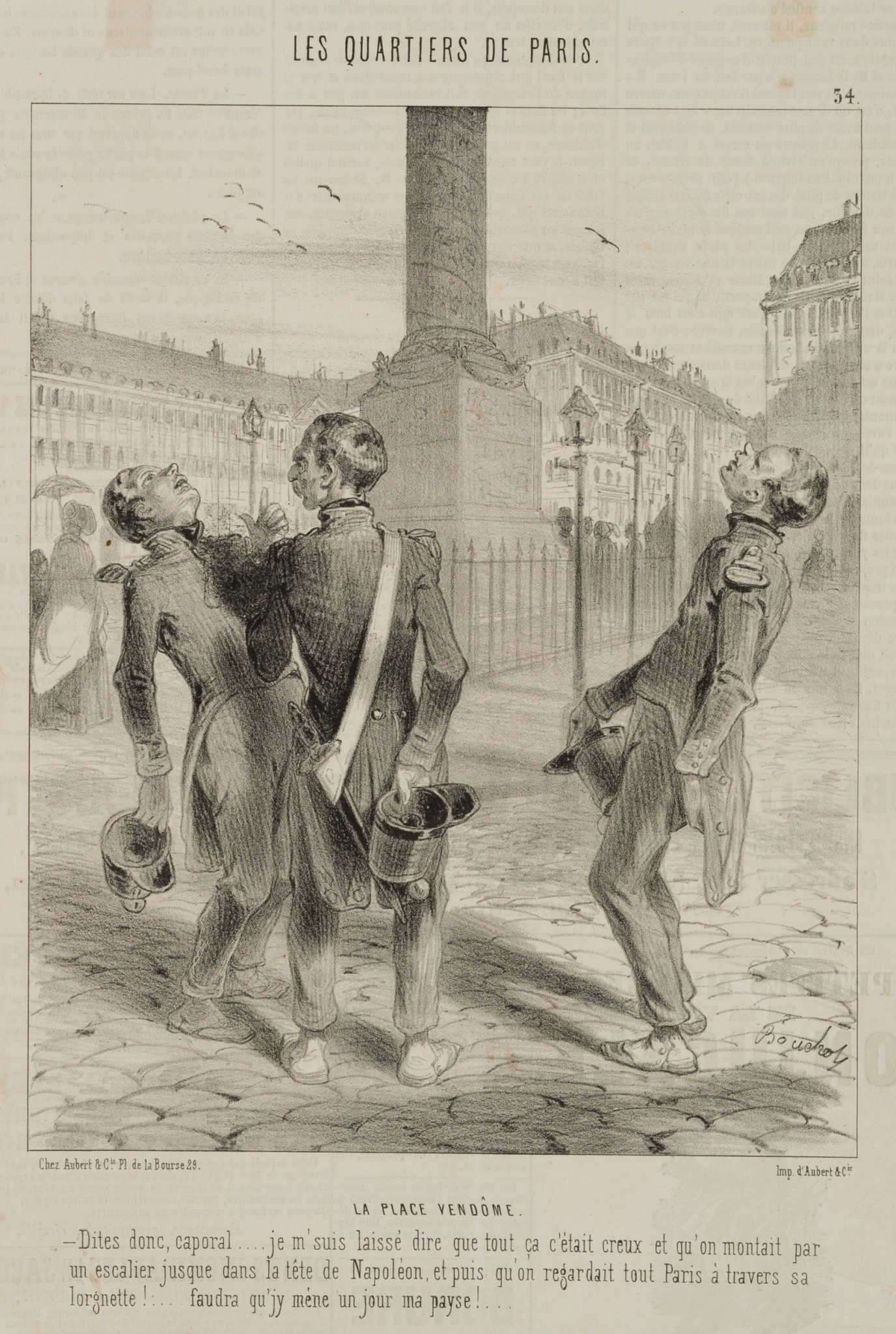 Karikatur. Soldaten am Place Vendome