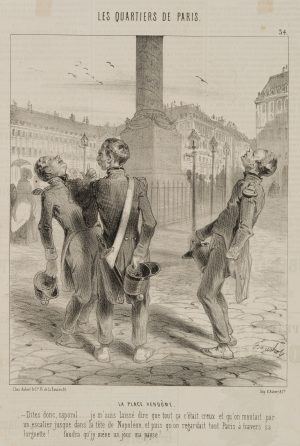 Karikatur. Soldaten am Place Vendome
