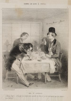 Karikatur. Restaurantkritiker