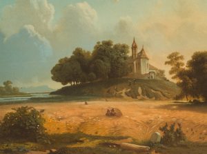 Sommermittag mit Kirche und Wiese
