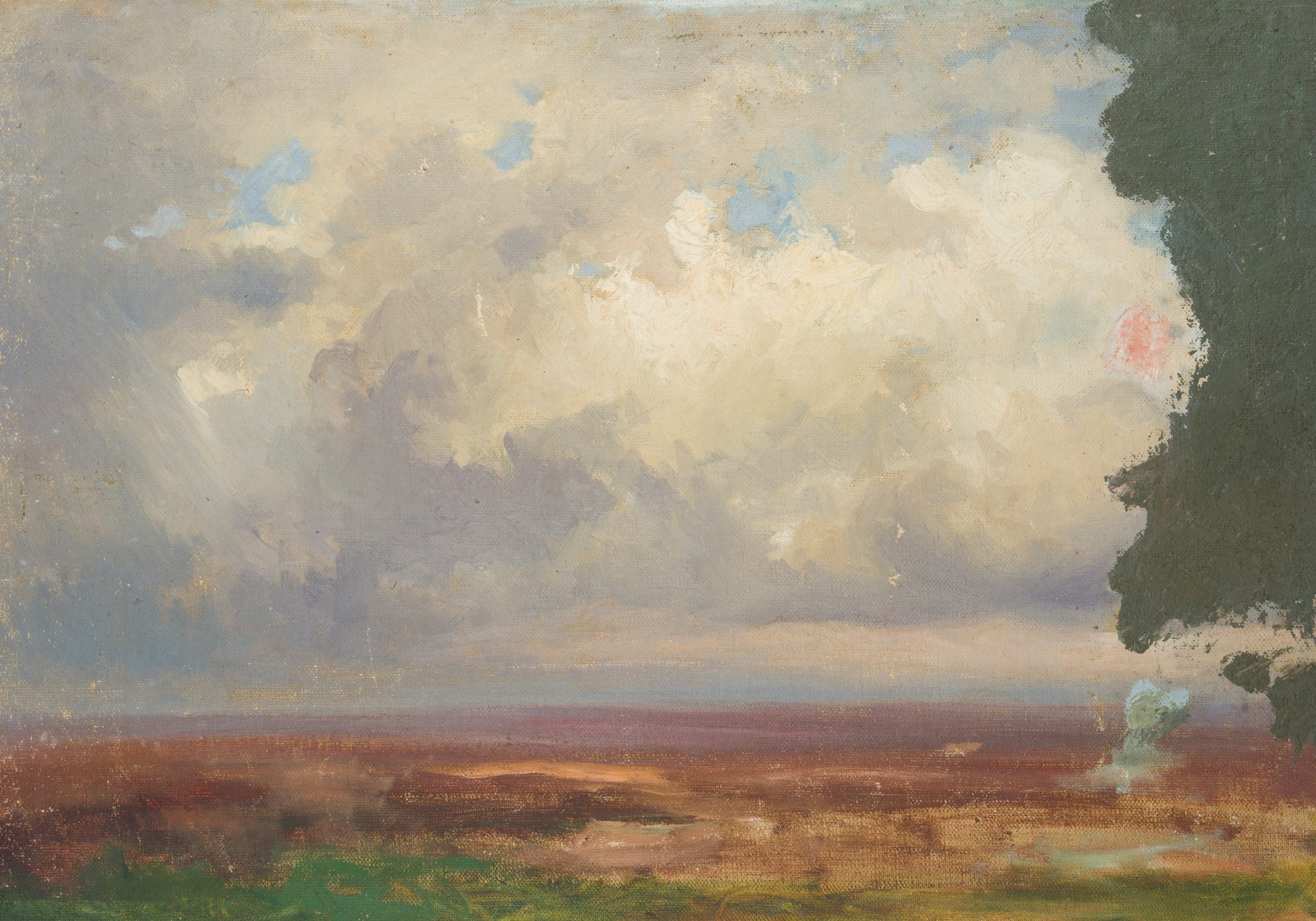 Wolkenhimmel mit flacher Landschaft