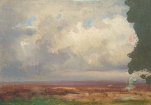 Wolkenhimmel mit flacher Landschaft