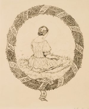 Mädchen einen Kranz windend