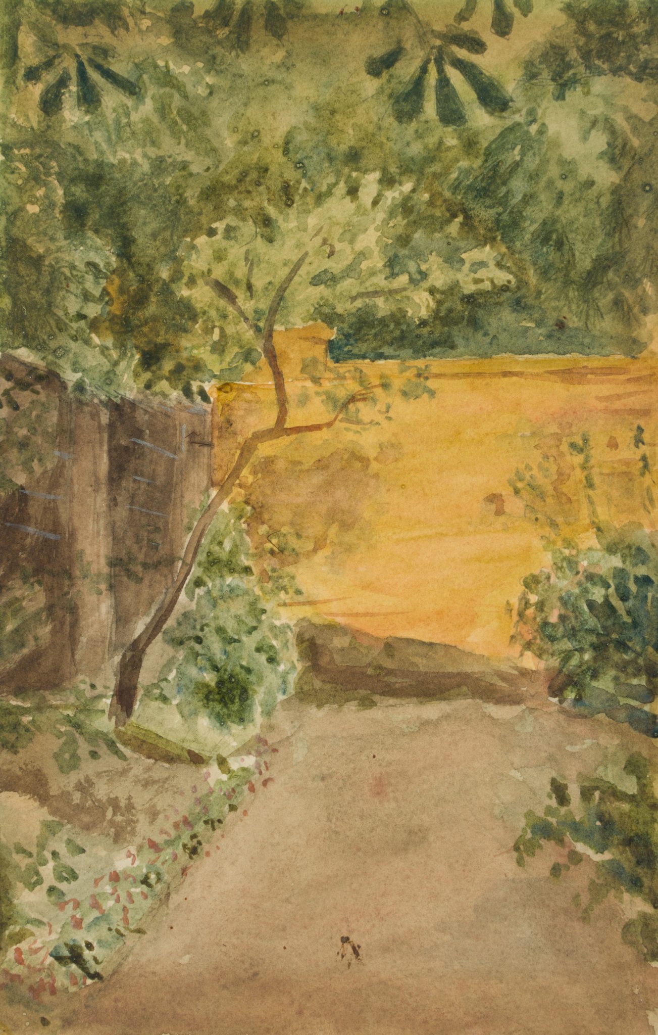 Parkmauer unter Kastanien