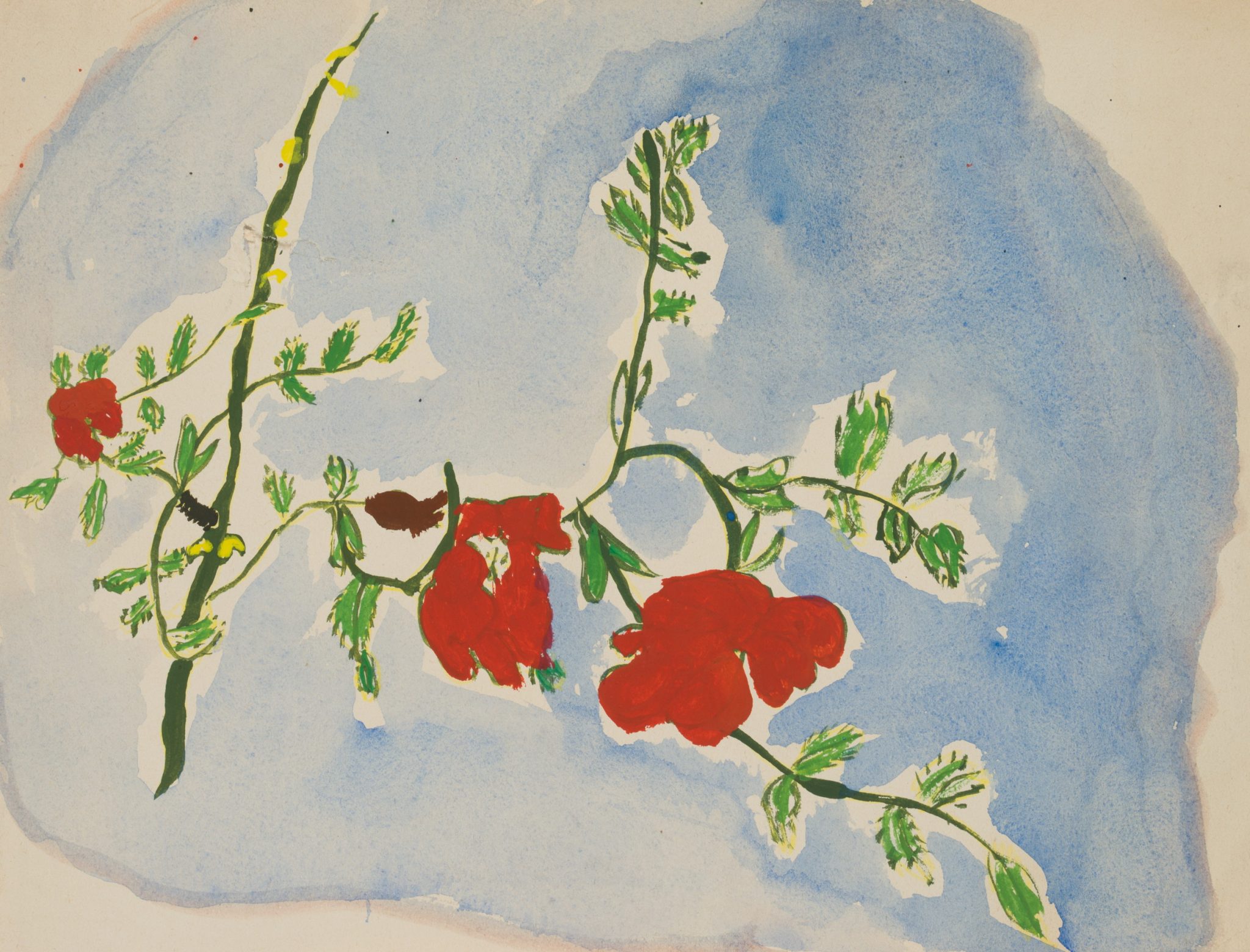 Zweig mit roten Blüten