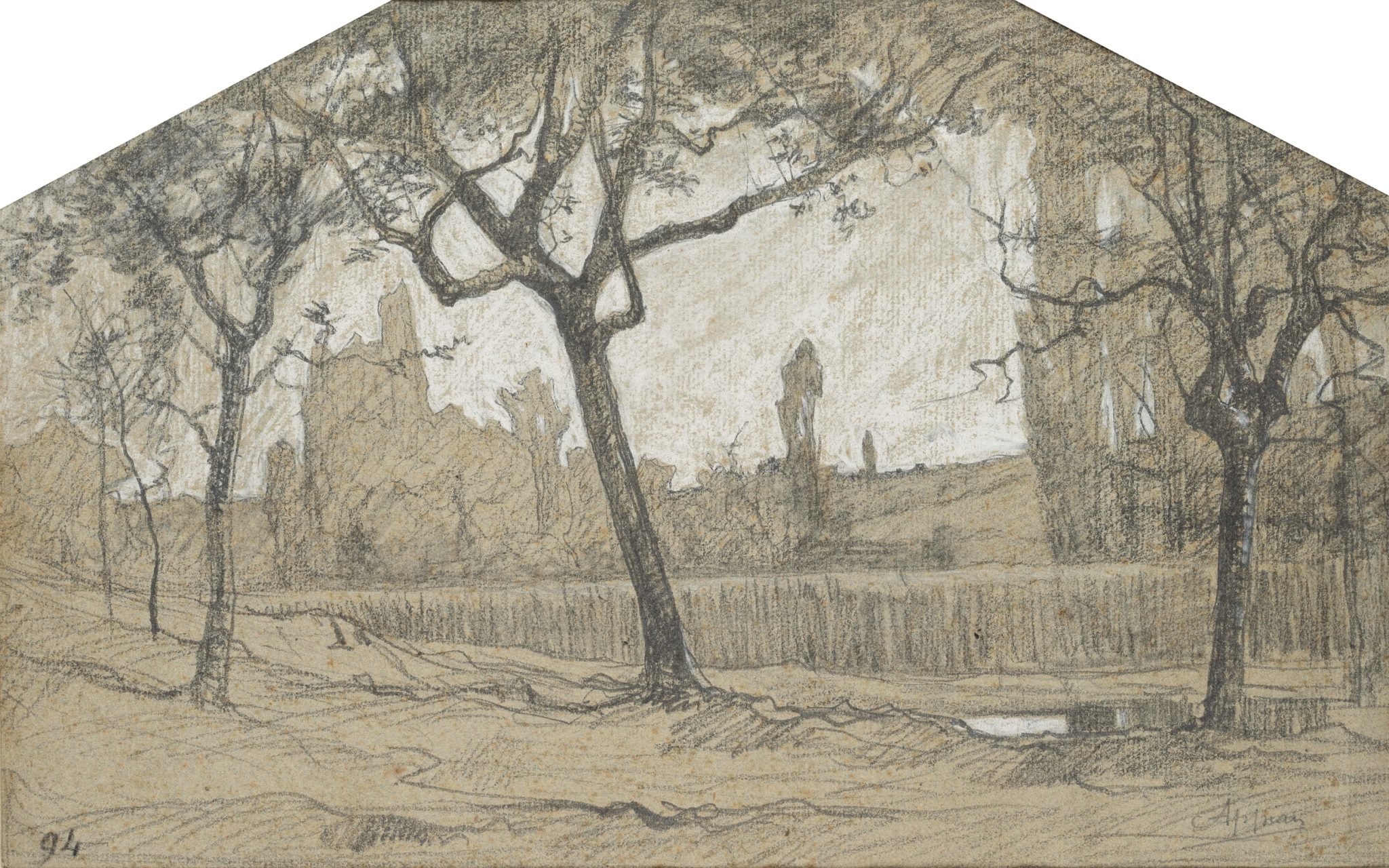 Landschaft mit Senke und Bach
