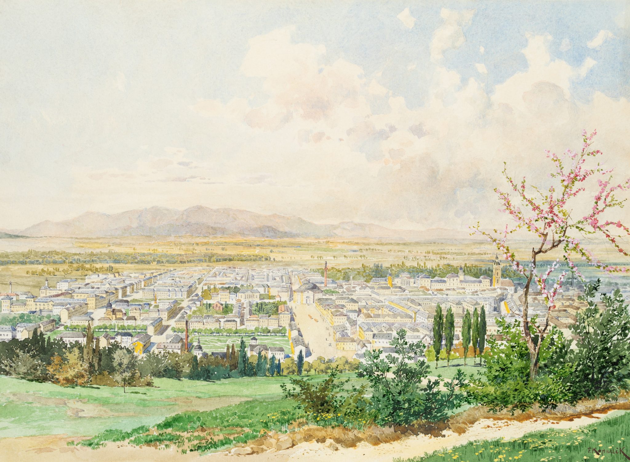 Kleine Residenzstadt nahe der Alpen