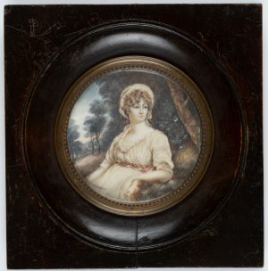 Bildnisminiatur, Dame im Park