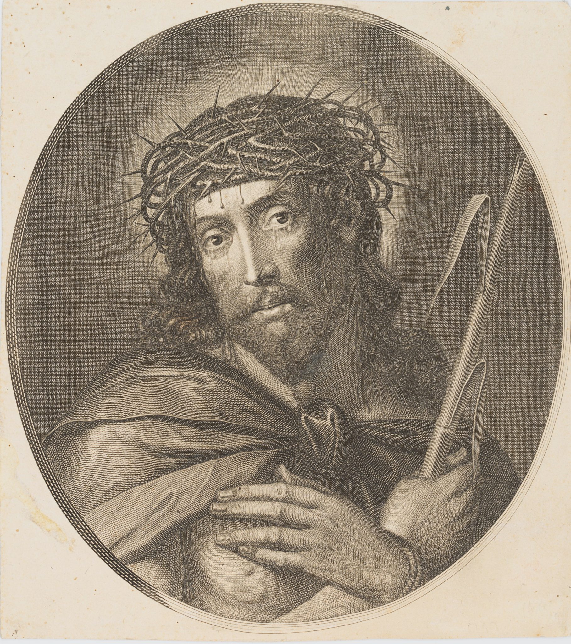 Christus mit Dornenkrone und Tränen