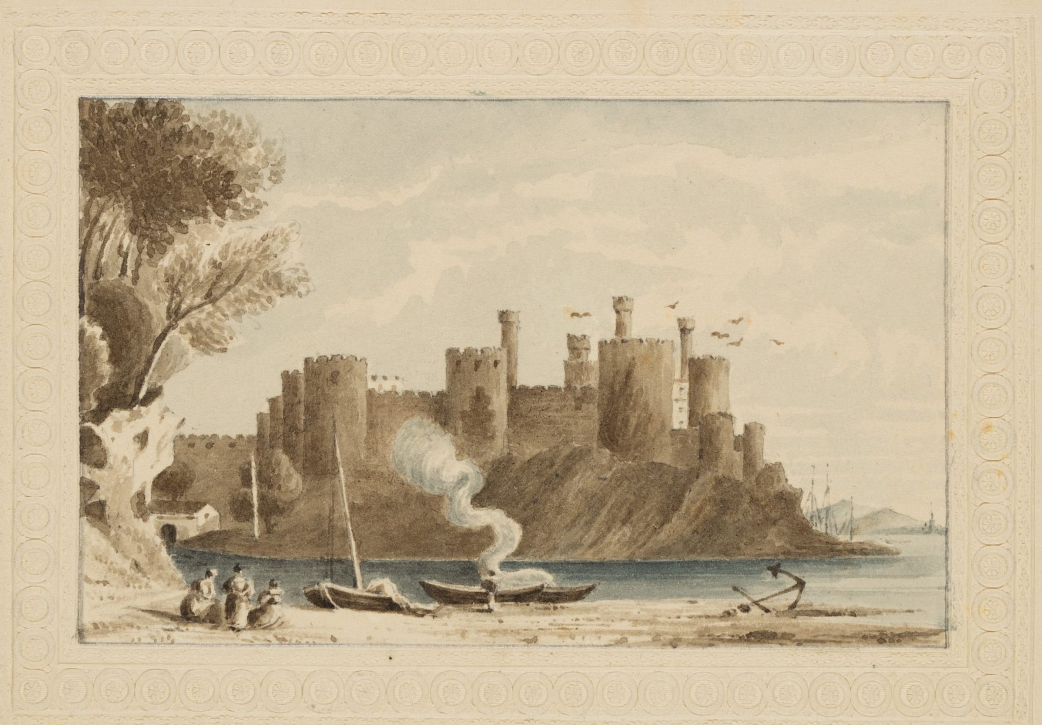 Blick vom Ufer auf Conway Castle