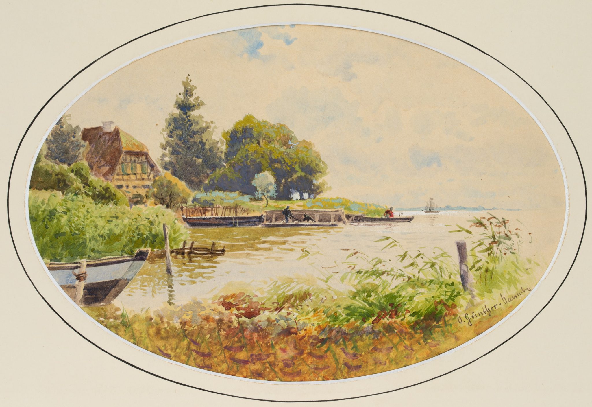 Küstenlandschaft mit Anlegern