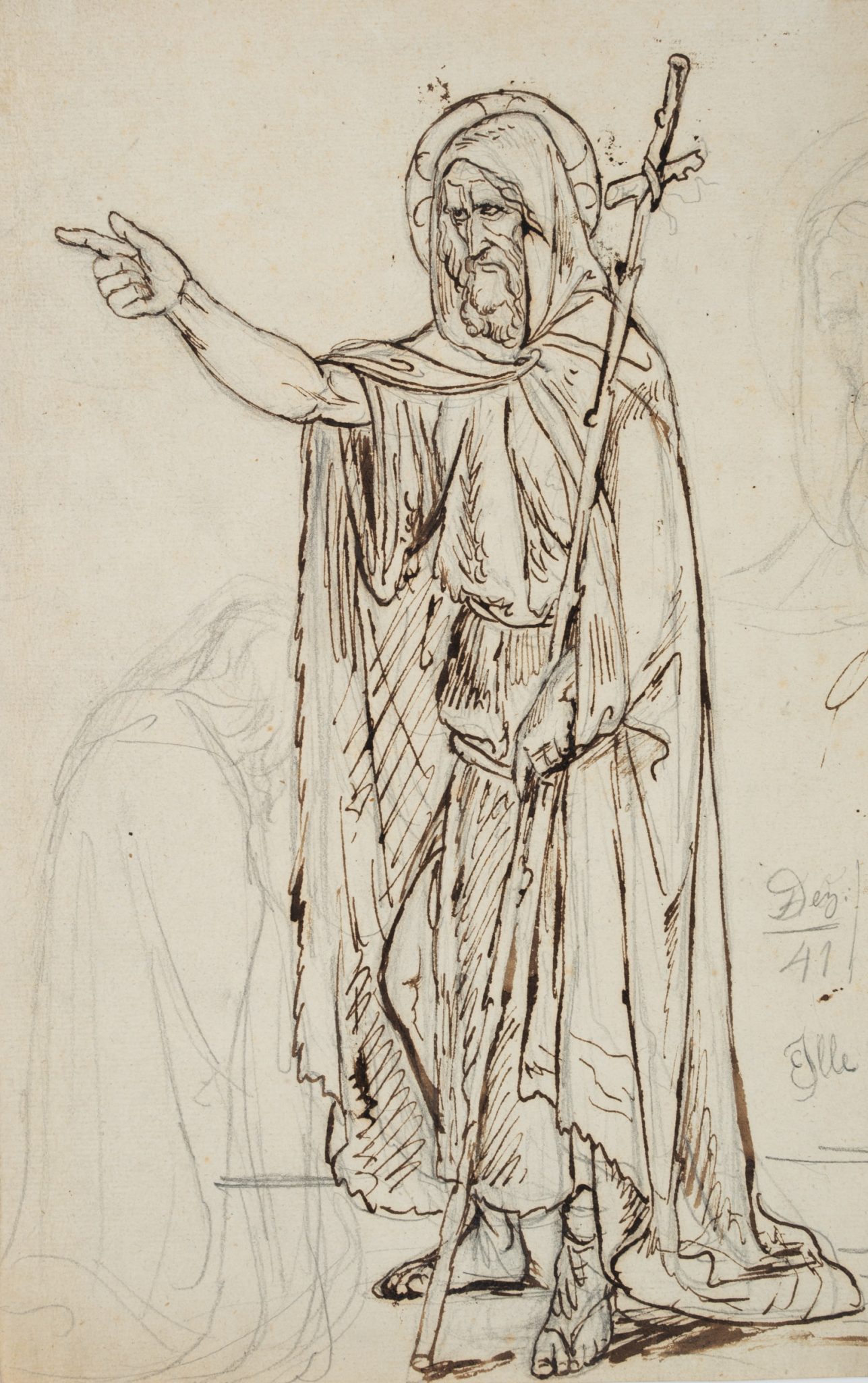 Prophet mit Zeigegestus. Ganzfigurig