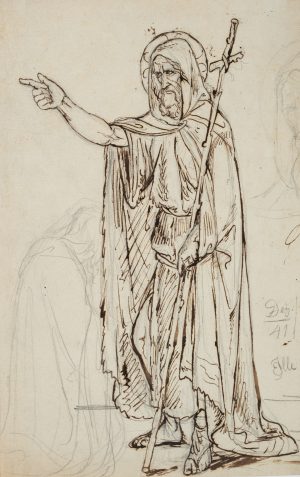 Prophet mit Zeigegestus. Ganzfigurig