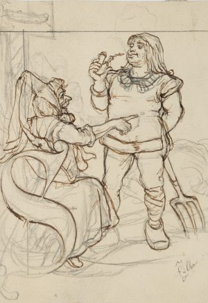 Genreszene mit Bauern und Dame
