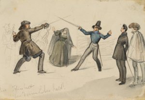 Fechtduell zwischen zwei Männern