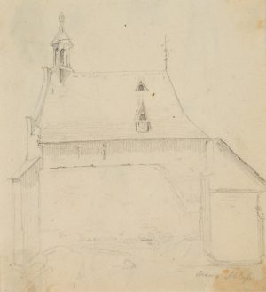 Skizze der Seitenansicht der St. Maria Ablass