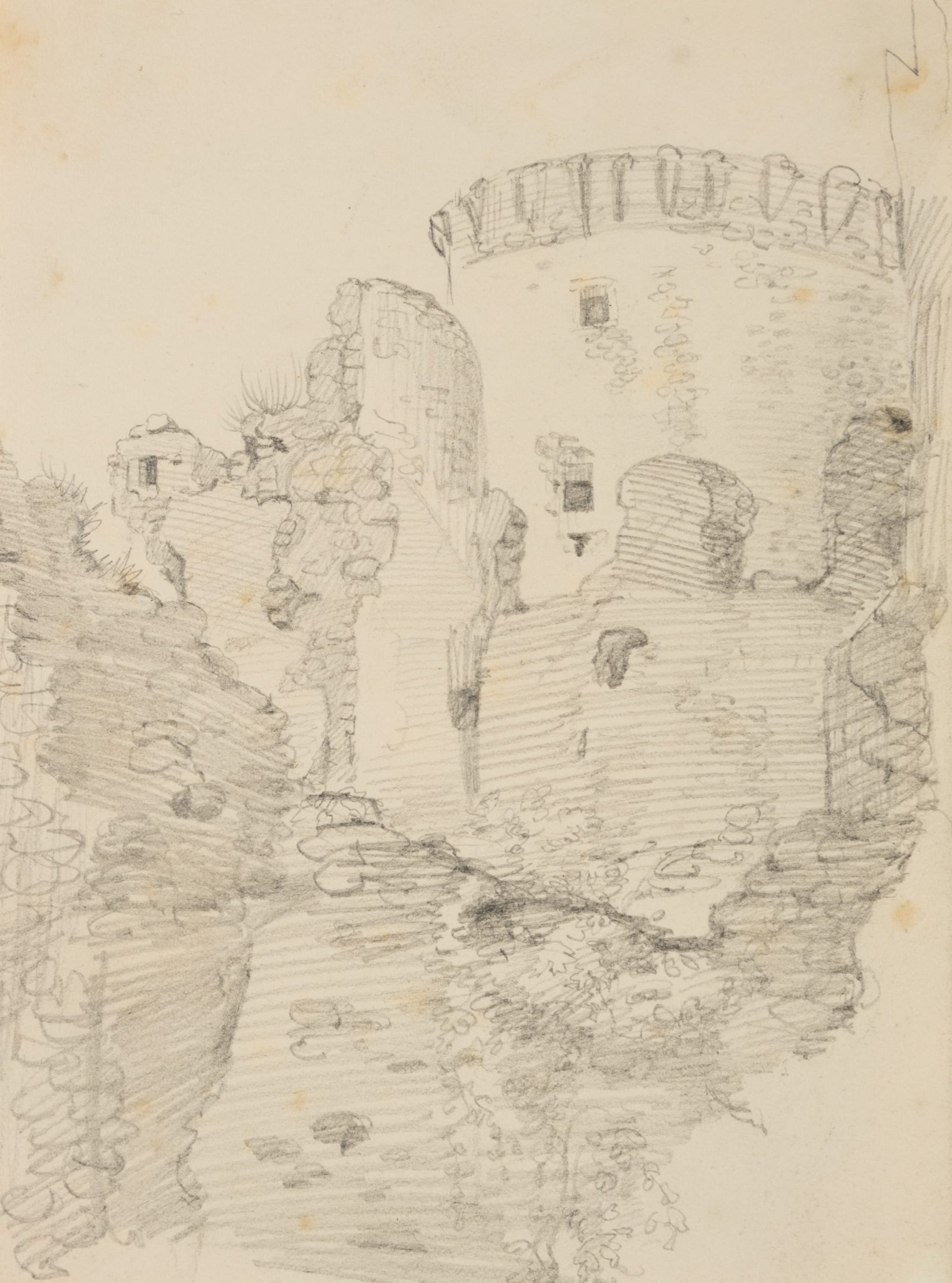 Blick auf die Mauern einer Burgruine