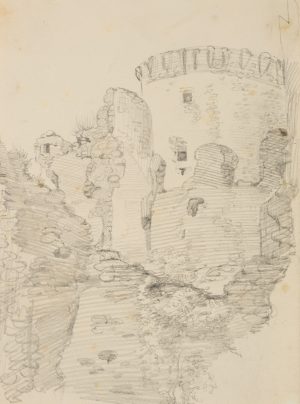 Blick auf die Mauern einer Burgruine