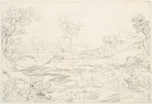 Arkadische Landschaft mit Hirten und Vieh