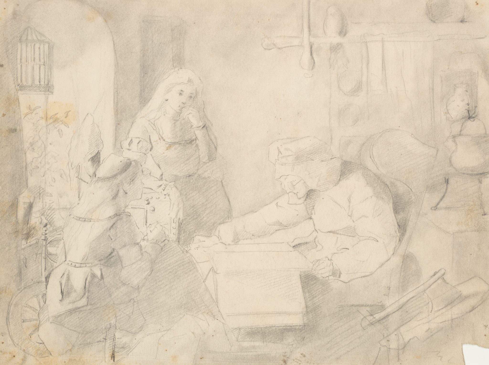 Interieur mit Frauen bei der Handarbeit