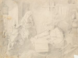Interieur mit Frauen bei der Handarbeit