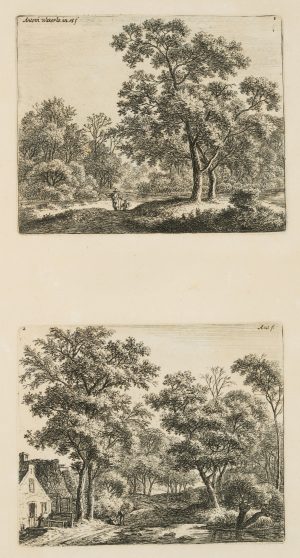 Zwei Waldlandschaften mit Reisenden
