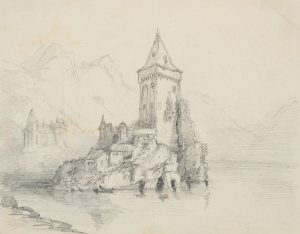Insel mit Kapelle im Fluss