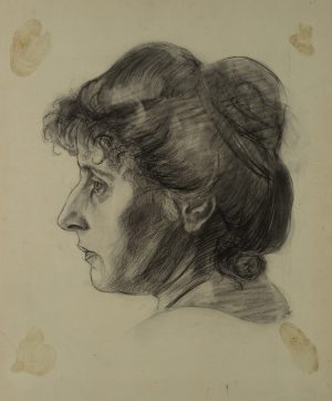 Frauenportrait im Profil nach links