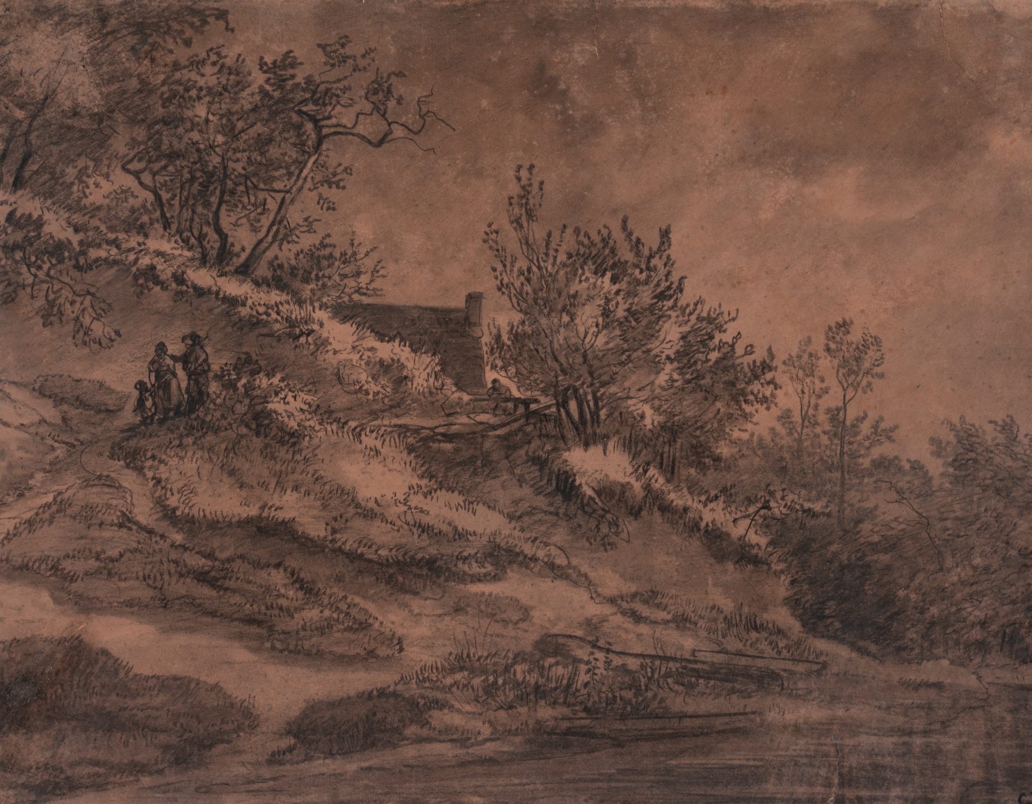 Hügellandschaft mit Bauerngehöft