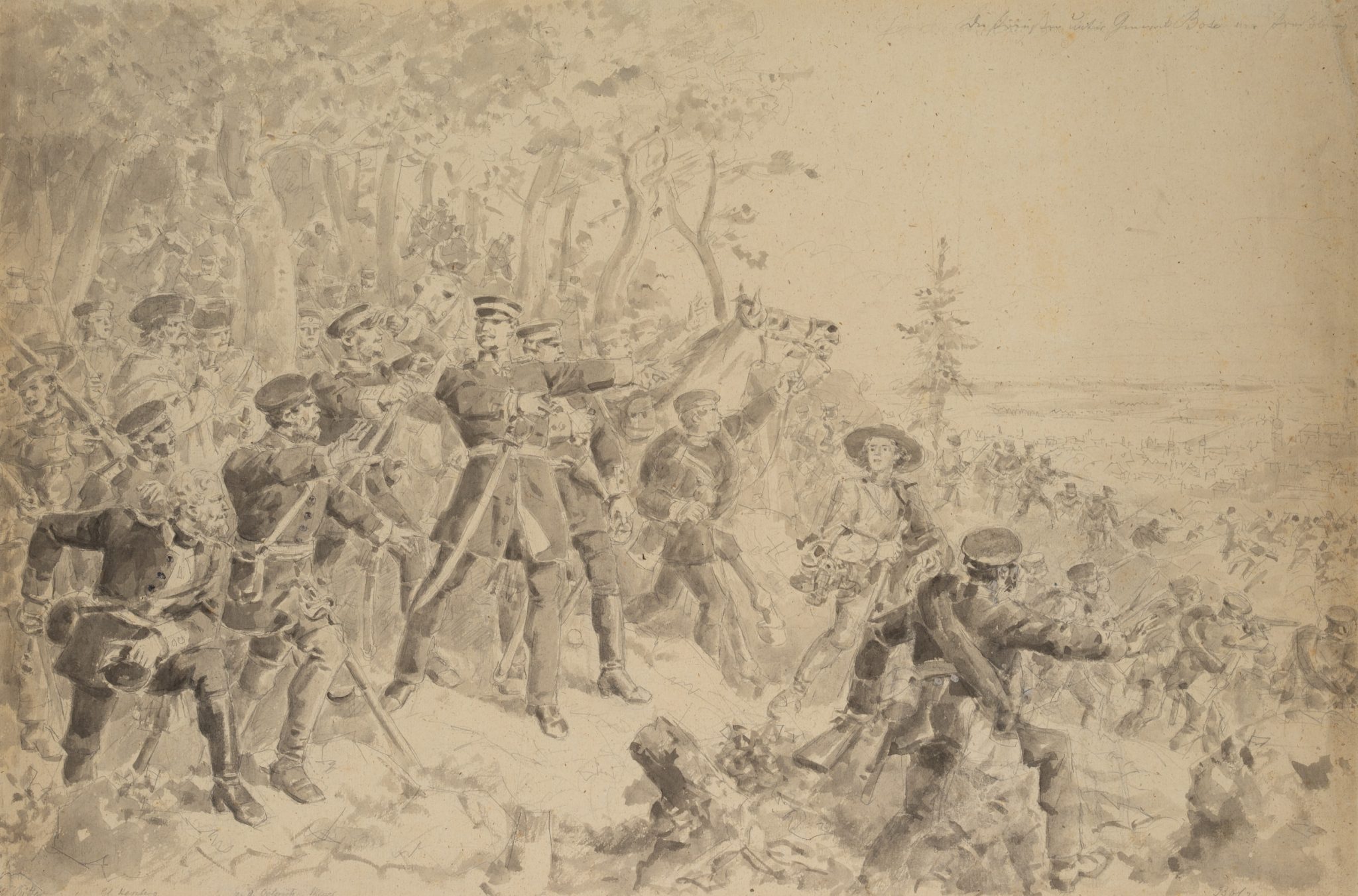 Preußische Soldaten. Angriff