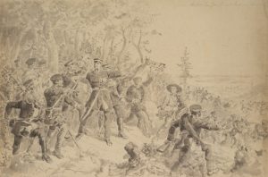 Preußische Soldaten. Angriff