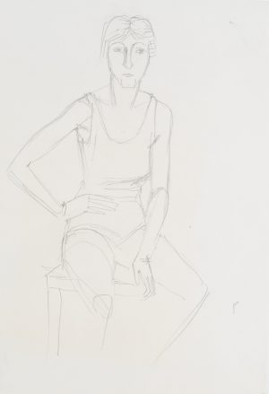 Figurenstudie, Frau in Unterwäsche