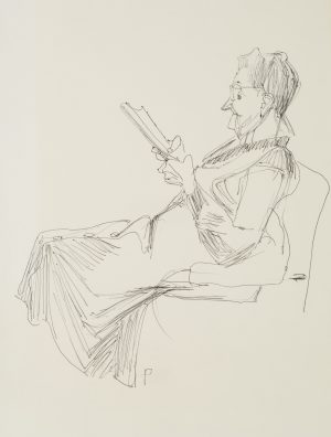 Alte Dame beim Lesen