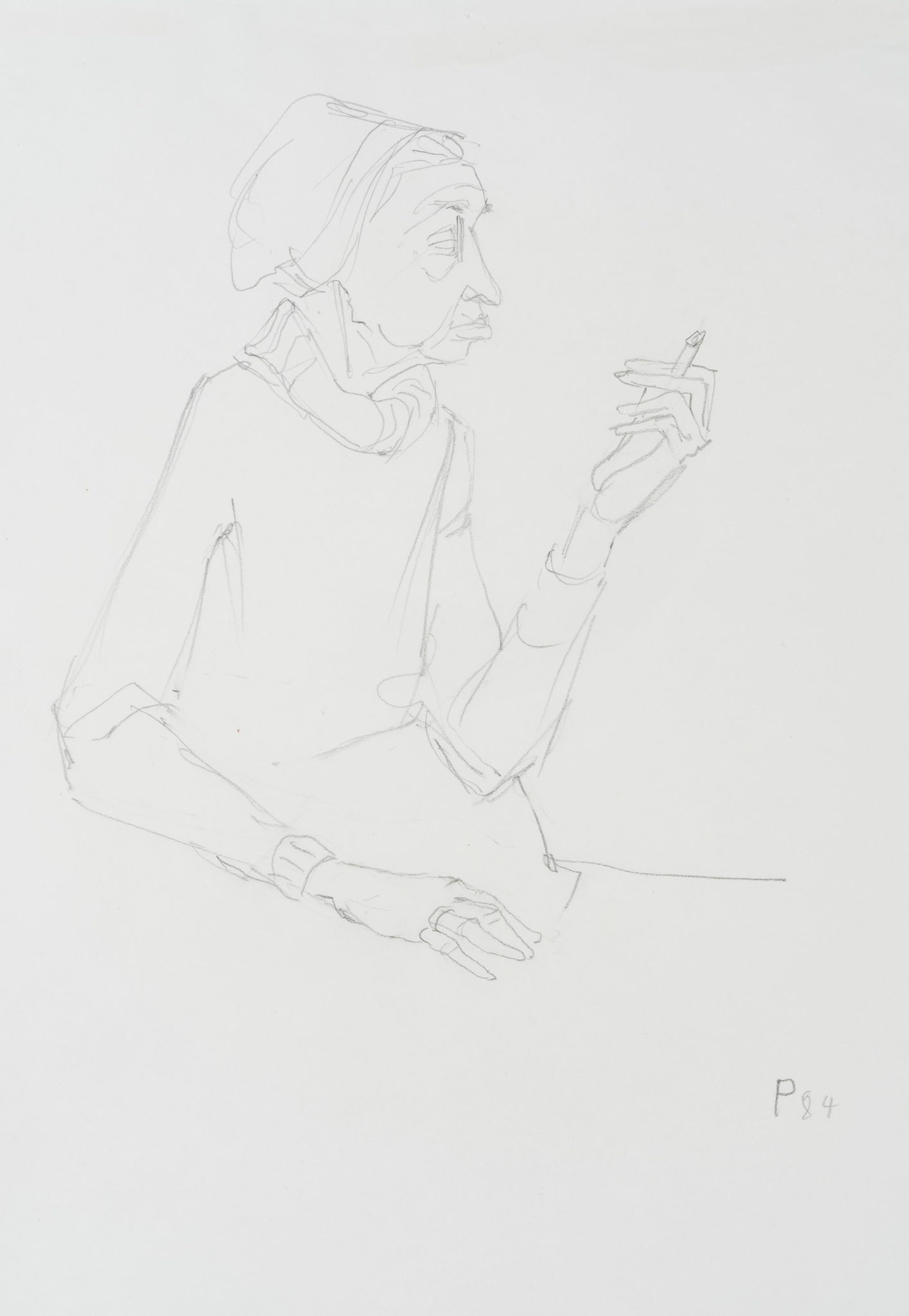 Alte Frau beim Rauchen
