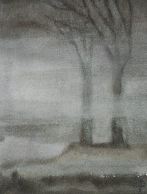 Nachtstück mit Bäumen im Nebel